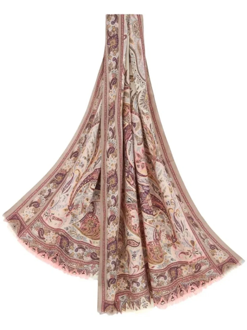 ETRO Paisley Silk/Cashmere Pink & Cream Scarf
